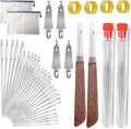 Big Eye Steel Sewing Needles Kit, 34PCS Big Eye Steel Needles Set - Long & Thin Handmade Quilting & Sewing Needles Kit, Portable Sewing Kit in Faux Leather Case, for DIY Sewing