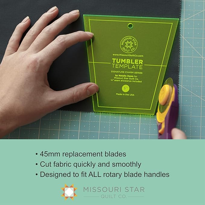 Missouri Star Universal Rotary Cutter Blades 45mm, 5 Pack | Super Sharp Replacement Blades, Fits All Rotary Cutter Handles | Fabric Trimmer Refill for Quilting and Sewing Projects
