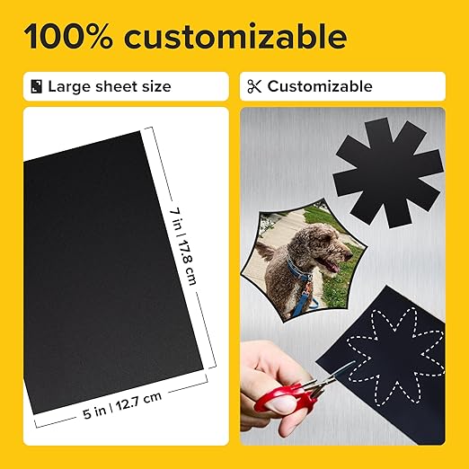 Strong Self-Stick Adhesive Magnetic Sheets 5 Pcs (5x7/13x18cm) – Customizable Magnetic Paper for Photo, Magnet Stickers, Labels, Crafts; for Fridge, Lockers, Whiteboards, Office, Projects