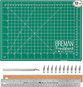 WA Portman 9x12 Inch Self Healing Cutting Mats for Crafts – Fabric Cutting Mat with Precision Craft Knife, 10 Hobby Knife Blades & Metal Ruler 12 Inch Cork Backed Ruler – All-in-One Craft Kit