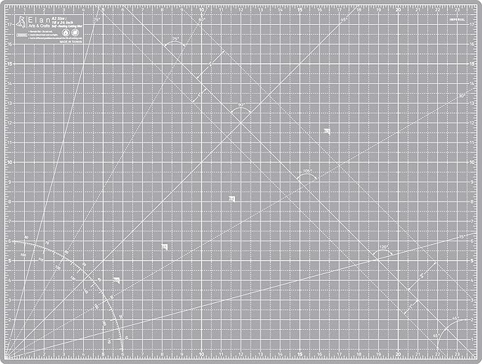 Elan Cutting Mat A2 Gray, Self Healing Cutting Mat 18x24 Inch, 5-Ply Craft Board Gray, Hobby Board for Crafts 18x24 Inch