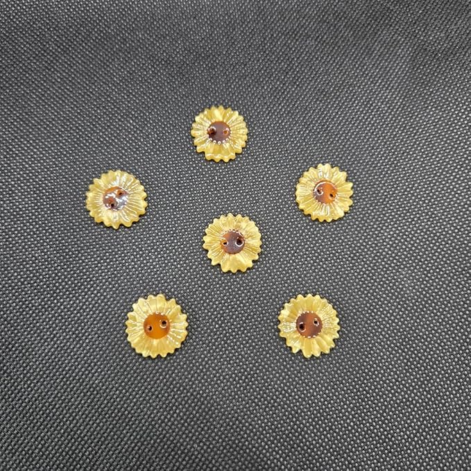 Novelty Sunflower Shaped Buttons for Crafts,Acetate Button for Clothes,Buttons for Sewing,Button Bulk,Pack of 6
