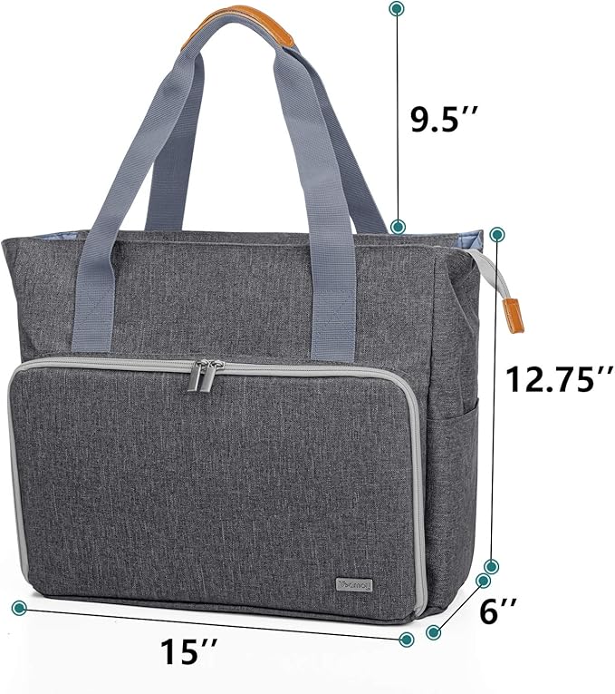 Teamoy Knitting Bag, Travel Yarn Storage Tote Organizer for Yarn, Unfinished Project, Crochet Hooks, Knitting Needles and Accessories, Lightweight, Water-Resistant, Large Capacity, Gray