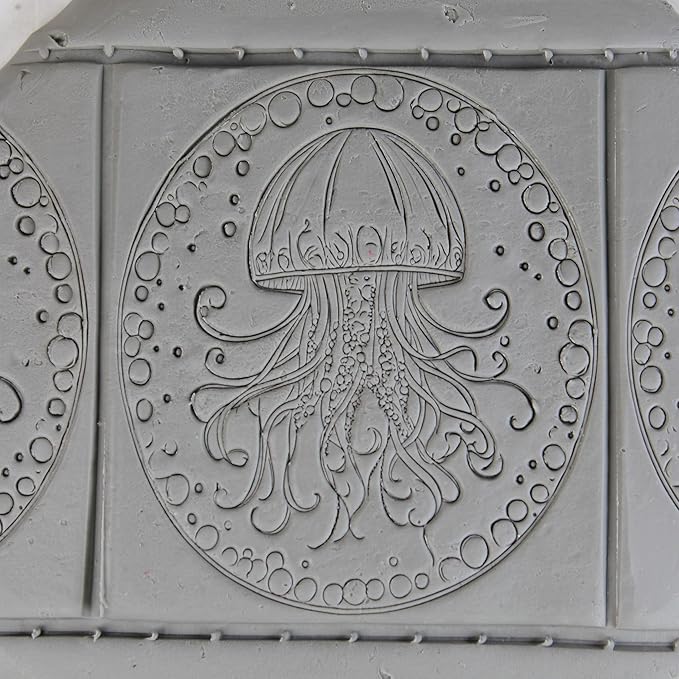 Jellyfish Clay Texture Roller (4") - Ocean Set #01 - Embossing Pattern Roller for Polymer & Ceramic Clay, Pottery & Crafts