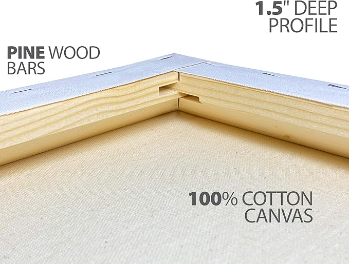 milo Stretched Artist Canvas | 48x60 inches | 2 Pack | 1.5” inch Thick Gallery Profile | 15 oz Primed Large Canvases for Painting, Ready to Paint Art Supplies for Acrylic, Oil