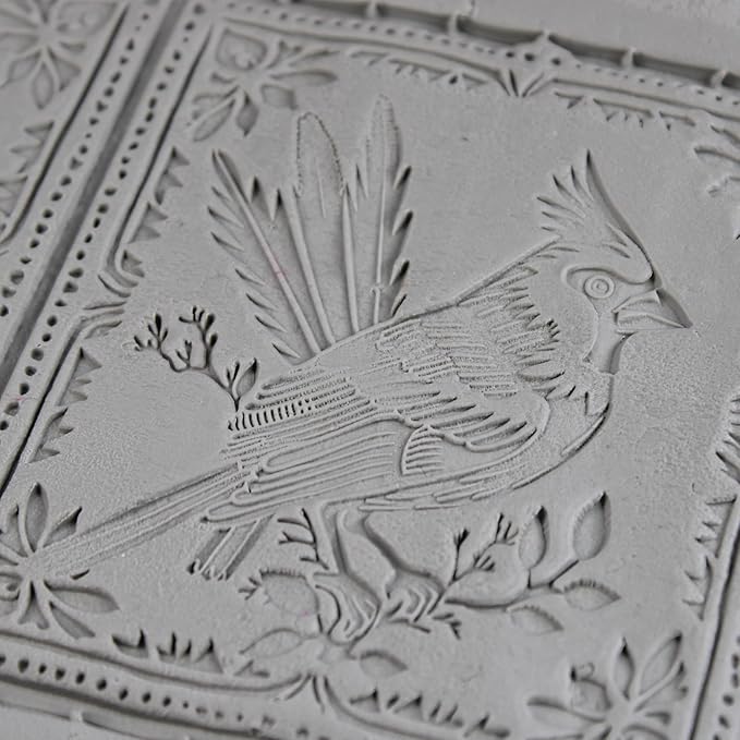 Cardinal Clay Texture Roller (4") - Bird Set #01 - Embossing Pattern Roller for Polymer & Ceramic Clay, Pottery & Crafts