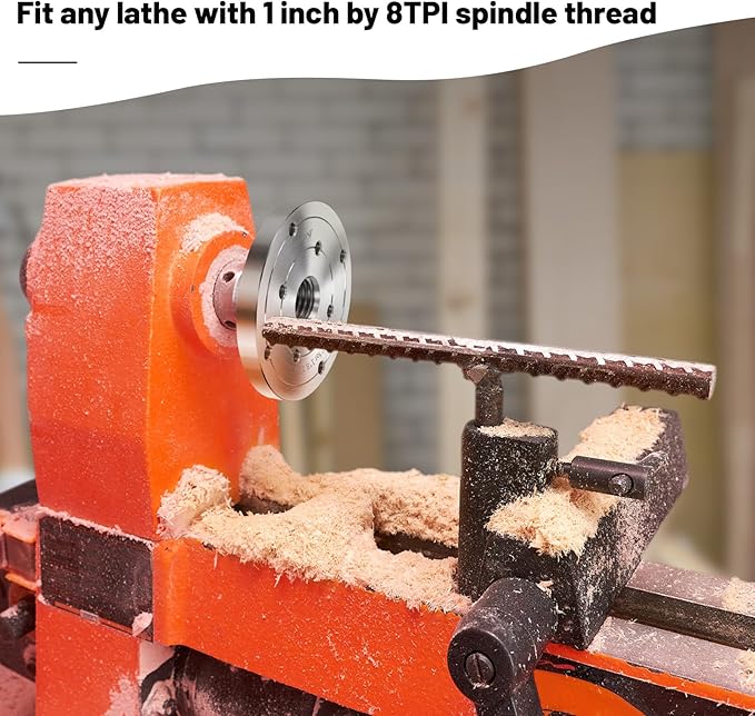 4" Steel Wood Lathe Faceplate,Faceplate for Wood Lathe,Lathe Face Plate Fit for 1" x 8TPI Spindle without Screwchuck