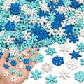 Christmas Snowflake Buttons for Crafts - 200 Pcs Assorted Wooden Snowflake Buttons Embellishments DIY Snowflake Shaped Christmas Tree Ornaments for Winter Party Craft Sewing Home Decor (Blue, White)