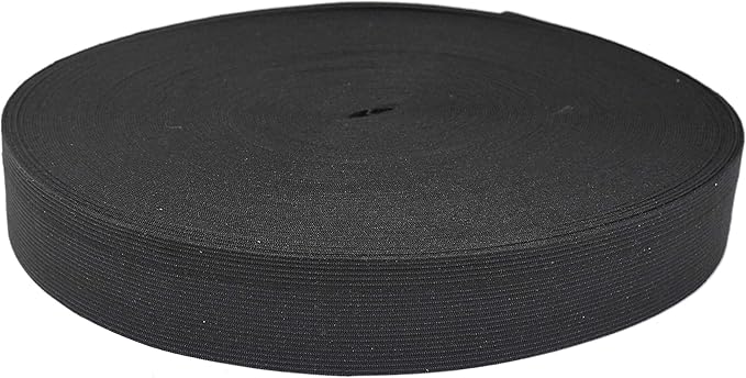 Mandala Crafts Wide 1.5 Inch Black Elastic Bands Spool for Pants Waistbands Sewing and DIY Crafts, 50 YD Stretchy Flat Fabric Strap Knit Elastic Band for Wig