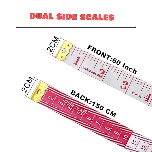 6 Pack Colorful Tape Measure Body Measuring Tape, Soft Fabric Measuring Tape for Sewing Cloth Measurement, 60 Inch Double Scale Tailor Ruler for Weight Loss (Multicolored)