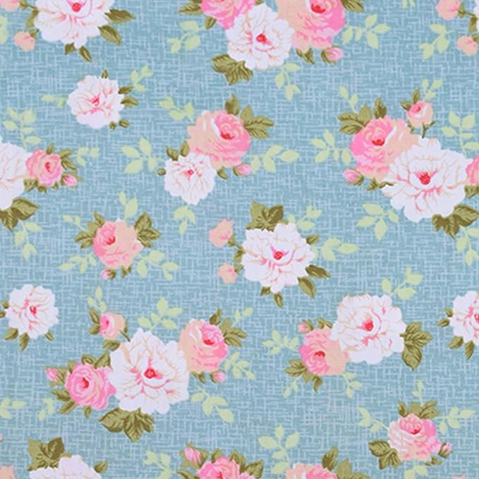 14-Piece Vintage Floral Fat Quarters Fabric Bundles - 18" x 22" Pre-Cut 100% Cotton Quilting Fabric - Retro Floral Prints Material for Sewing, Quilting, and DIY Crafts