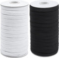 Coopay 60 Yards Length 3/8" Width Elastic Bands Flat Elastic Cord Rope Heavy Stretch Spool Knit for Sewing DIY Projects, Arts & Crafts, 2 Rolls, 30 Yards/Roll (Black and White, 3/8 Inch)