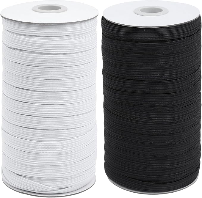 Coopay 60 Yards Length 3/8" Width Elastic Bands Flat Elastic Cord Rope Heavy Stretch Spool Knit for Sewing DIY Projects, Arts & Crafts, 2 Rolls, 30 Yards/Roll (Black and White, 3/8 Inch)