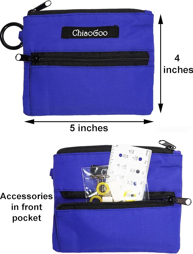 ChiaoGoo Twist Red Lace Shorties 2 & 3-Inch Large Blue 7230-S Interchangeable Knitting Needle Set, 10-Pairs Sizes US 4, 5, 6, 7, 8, Stainless Steel with 3 Cords with Project Bag