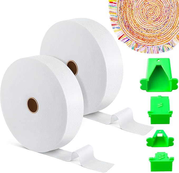 Ceoighe Fabric Roll Batting Strips with Tube Maker, 2 Rolls 100 Yards Total, 2 1/4 Inch Cotton Blend Quilt Batting for Quilting, Rugs, Braided Mats, DIY Sewing Projects