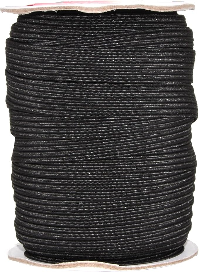 Mandala Crafts 12mm 20 Yds Roll of Black Elastic Bands for Sewing - 1/2 Flat Elastics Cord - 1 2 Inch Braided Stretch Straps for Crafting