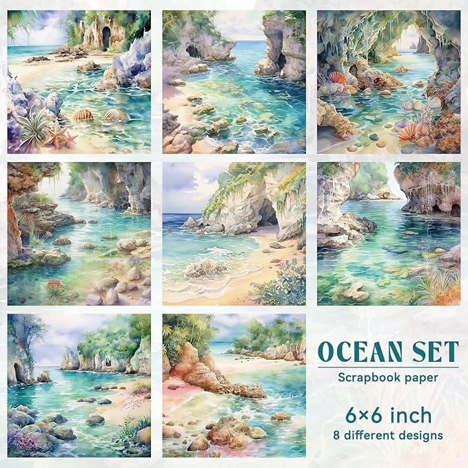 16 Sheets Scrapbook Paper, Vintage Decorative Scrapbook Supplies for Junk Journal Card Making Picture Art Collage DIY 6x6 inches