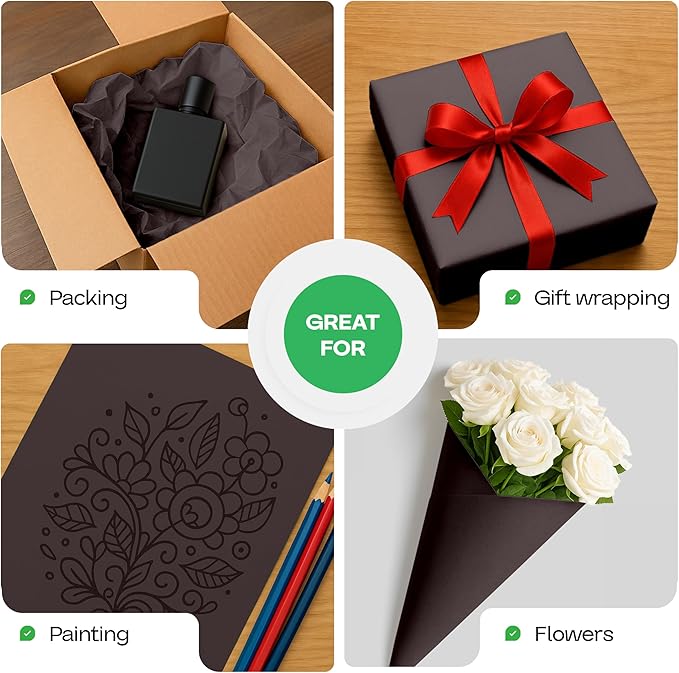Black Kraft Paper Rolls 36" x 2160" (180 feet), Pack of 2 - USA-Made Quality Black Paper 50lb Thickness for Packing, Shipping, Crafts/Arts - 100% Recyclable Natural Wrap Material by IDL Packaging