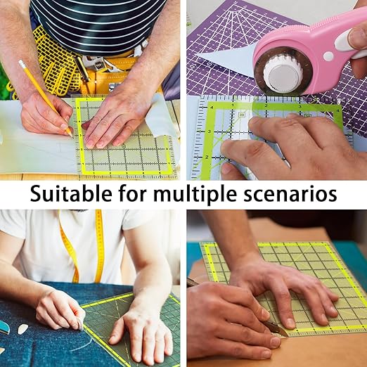 UOOU Quilting Ruler (9.5"X9.5"), Square Quilting Rulers Fabric Cutting Ruler Acrylic Quilters Rulers Clear Mark for Easy Precision Cutting and Crafts Quilting and Sewing