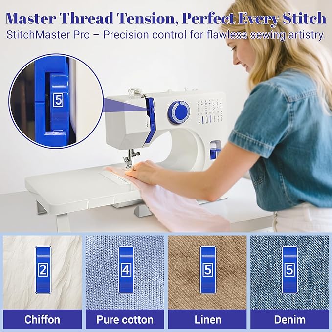 Mini Sewing Machine, Dual Speed Double Needle, 14 Stitch Portable Sewing Machine for Beginners, Adults, Home Use