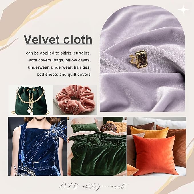 KKJIAF Grape Purple Stretch Velvet Fabric 60 Inch Wide, 1 Yard Soft Stretchy Fabric for Sewing Clothes, Apparel, Costume, Crafts - 90% Polyester 10% Spandex