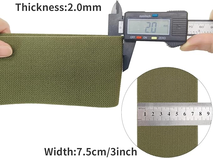 Olive Green Wide Knit Elastic Band for Sewing 3 inch 5yards Double-Side Twill Woven Elastic Heavy Stretch Elastic Spool Band for Sewing Pants Waist-Wigs-Skirts-Craft-DIY Projects