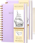 2 Pack Sketch Book Small Sketchbook for Drawing 100 Sheets Hardcover Spiral Sketch Pad for Kids 5.5" x 8.5" Art Sketchbook Drawing Blank Paper Book for Beginner Artist with Pencil