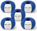 5 Skeins, Silk Mohair Luxury Yarns, Premium and Soft Blend for Knitting and Crocheting, Made in Italy (Blue - 30146, 5)