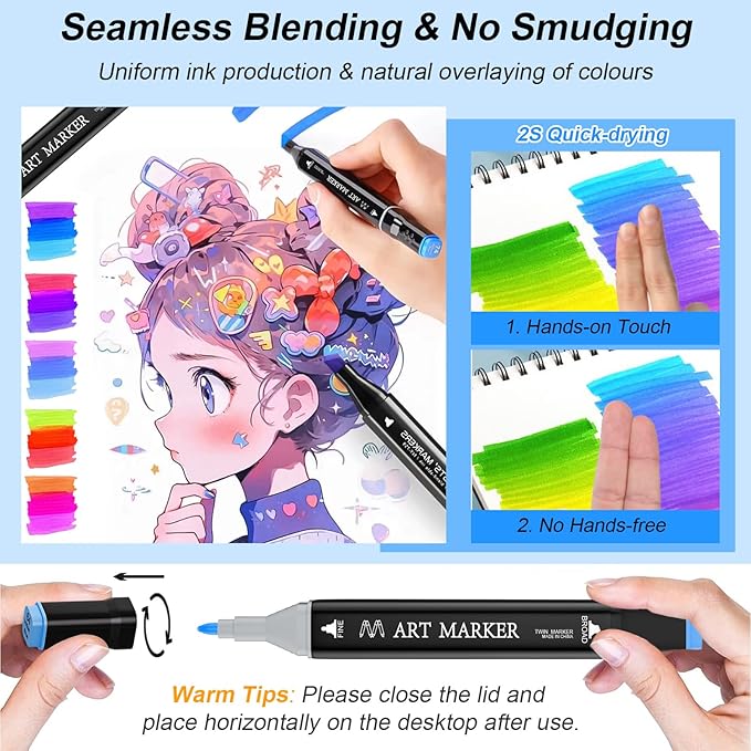 Alcohol Markers, 140+4 Colors Dual Tip Marker for Adult Coloring Books, Art Markers for Kids Adults Sketch Drawing, Marker Set with stand and Carry Case