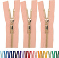 #5 Gold Metal Zipper - 50+ Colors - 3 PCS - (4-14 inches) Sizes - Luxury Lightweight Handcraft Metal Zippers with pulls for Purses Bags Pockets Shoes Sewing & Crafts DIY ZP021910