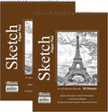 BAZIC Products Sketch Pad 30 Sheets 9" X 12", Top Bound Spiral Sketchbook Drawing Pads, Sketching Paper Coloring Book for Artist School, 2-Pack