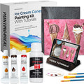 Painting4Real DIY Art Painting Kit for Adults – Learn to Paint Ice Cream Cones with Video Tutorials – 9 Pieces Acrylic Paint Set for Adults –Perfect Christmas Crafts & Holiday Gifts for Art Lovers