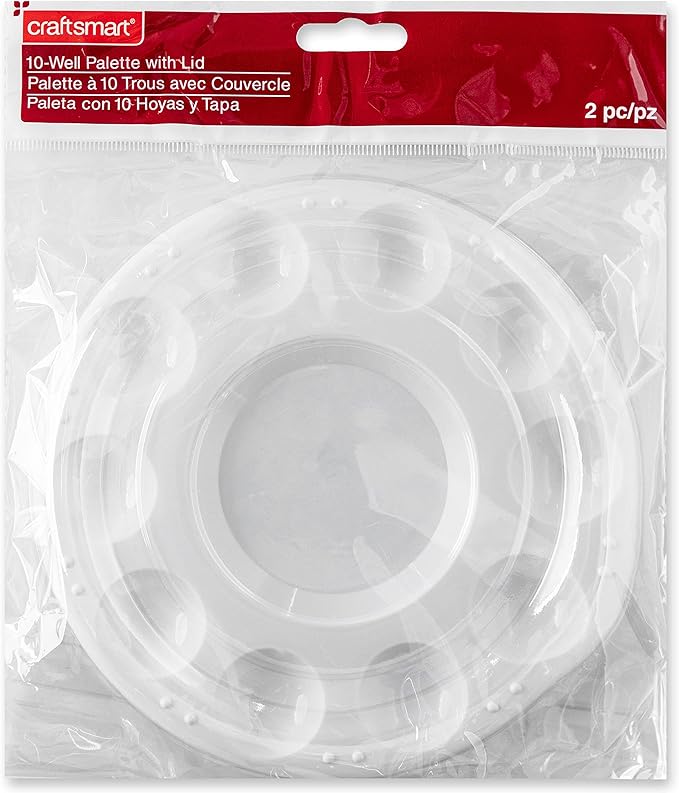 Craft Smart 10-Well Paint Palette with Clear Lid - Plastic Paint Tray for Art & Crafts, School, Parties - Bulk 12 Pack