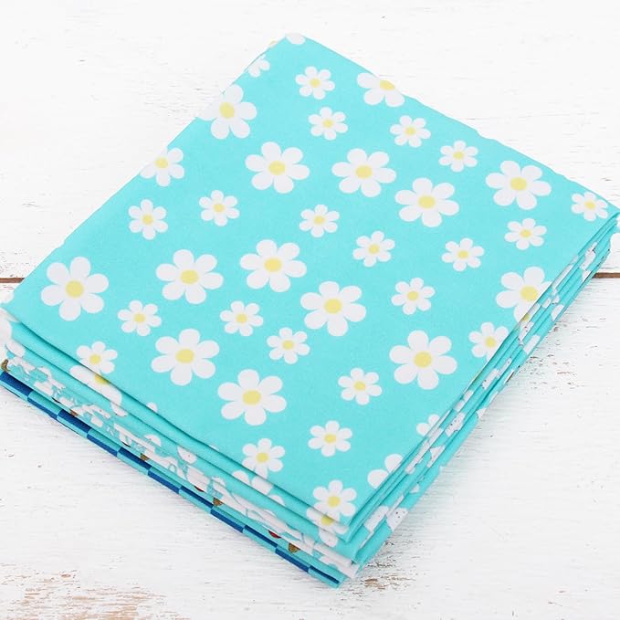 Threadart Exclusive 5 Fat Quarter Bundles - Aqua Confetti Brights Collection 100% Cotton Fabric - Premium 100% Cotton Quilting Fabric - No Duplicates - Full Size Fat Quarters 18"x21" - Aqua