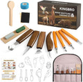 KINGBRO 20 PCS Wood Carving Kit for Beginners, Whittling Kit for Beginner and Kids, Wood Carving Tools with Safety Protection. 8 pcs Whittling Knife Wood Carving Set with 2 pcs Custom Sticker