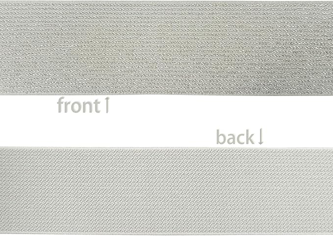 1.5 inch Silver White Glitter Knit Elastic Band for Sewing 5 Yards Metallic Gold Ribbon Trims Spool Non-Slip Heavy Elastic Stretchy Strap for Pants Waistband-Wigs-Skirts-Craft Projects