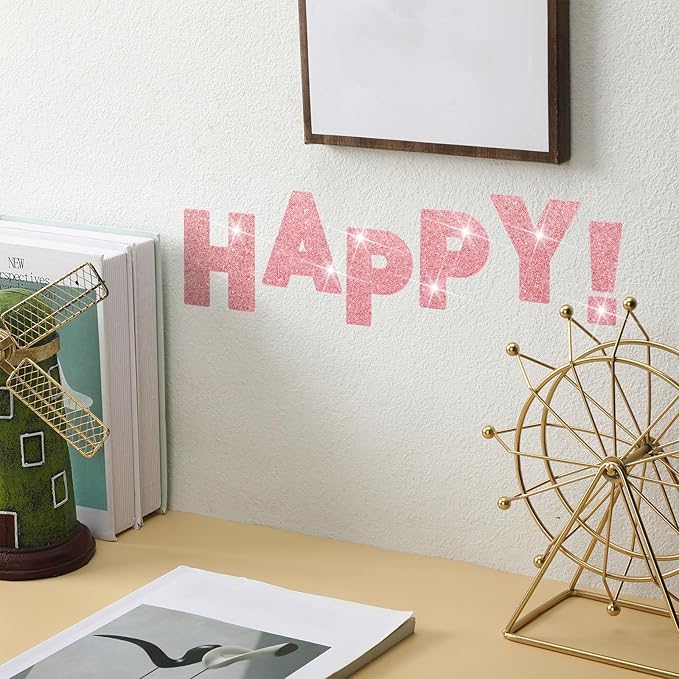 Harloon 232 Pcs 24 Sheets Large Glitter Letter Stickers Big Font Alphabet Letter Self Adhesive Letters Kit Mailbox Stickers for Mailbox Bulletin Boards Classroom Home(Pink,4 Inch)