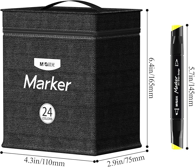 M&G 24 Colors Alcohol Based Dual Tip Art Markers Set, Alcohol Markers- Stocking Stuffers, Christmas Gift Idea for artists - Art Supplies