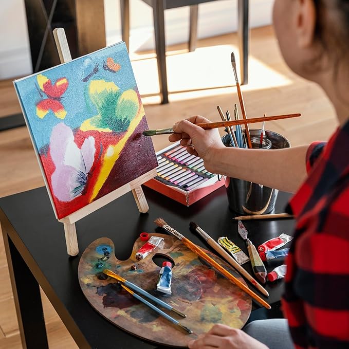 Professional Stretched Canvases for Painting with 8x8 Inch, 20 Packs Blank Painting Canvas for Acrylics,Oils & Other Painting Media, 5/8 Inch Profile 100% Cotton Artist Framed Canvas