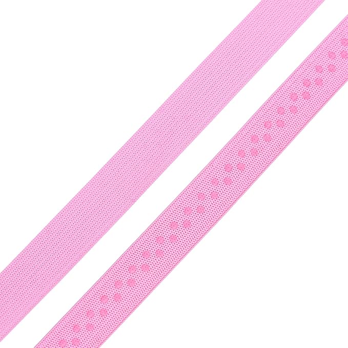 Mandala Crafts 0.5 Inch Elastic Silicone Gripper Tape for Clothing - 10 Yds Dotted Non Slip Elastic Band for Sewing - Pink Silicone Flat Fabric Stretchy Ribbon Straps