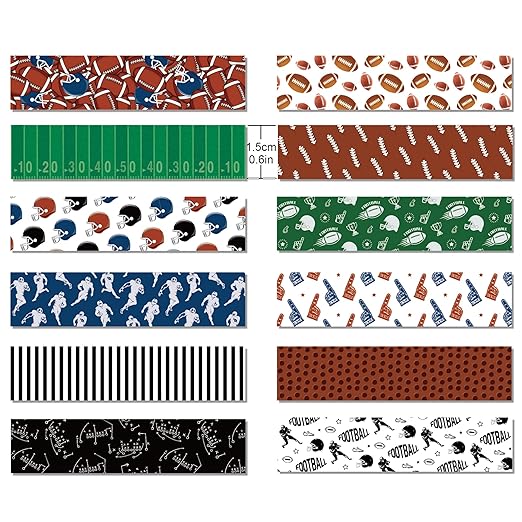Adirasenotek 12 Rolls Sports Washi Tape,Rugby Football Washi Tape Set Decorative Paper Stickers Decorative Tape, DIY Craft Scrapbook Art Crafts Wrapping Decor for Gifts Wrapping