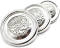 Silver Metal Shank Buttons - 12 Pcs - 3 Size Options - Floral Round Metal Shank Buttons for Men Women Blazer Coat Uniform Shirt Suit and Jacket Sewing Craft DIY N6901
