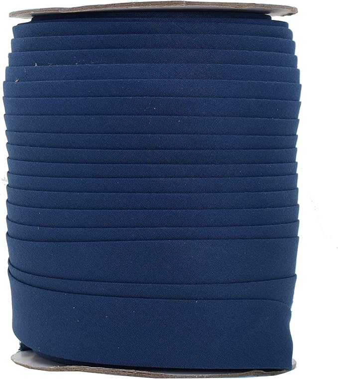 Mandala Crafts 55 Yards 1 Inch Navy Blue Double Fold Bias Tape for Sewing - Bias Binding Tape for Quilting Binding, Hemming, Seam, and Fabric Piping