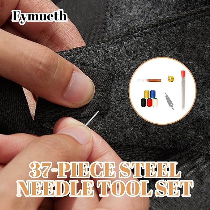 Steel Needles for Hand Sewing, 37Pcs Big Eye Steel Needle Kit with Stainless Steel Needles, Sewing Tool Set for Easy Threading, Portable Hand Sewing Kit for Crafting and Repairing