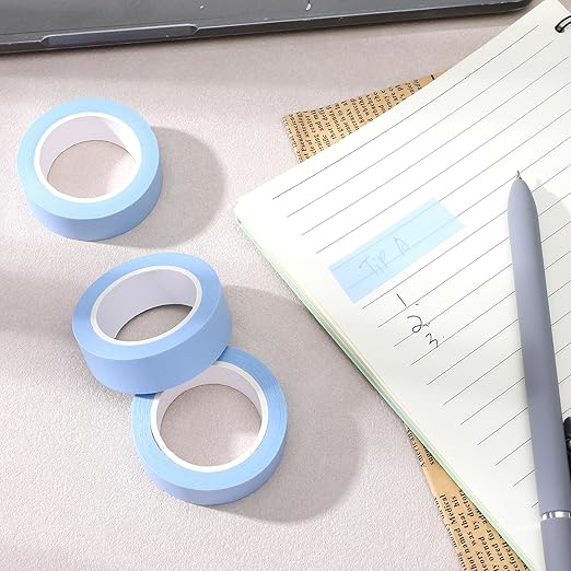 3 Rolls Blue Painters Tape, Masking Tape, Blue Washi Tapes Decorative Masking Tapes No Residue Easy Removal for Painting Wall Arts Scrapbooks DIY Crafts
