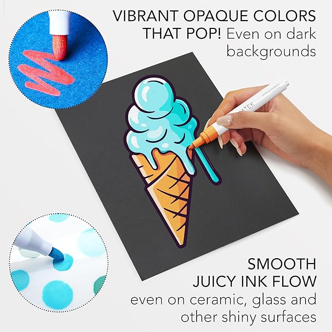 CHROMATEK Dual Tip Acrylic Paint Markers - 21 Colors Premium Paint Pens for Canvas, Rock Painting, Glass, Wood, Ceramic, DIY Crafts Art Supplies - Waterproof, Quick Drying with Video Tutorials & Ebook
