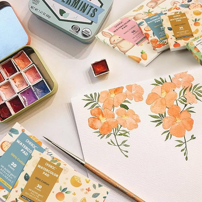 Watercolor Paper Pad, 30 Sheets, A5 (8.3 x 5.8"), 100% Cotton Paper, Glue Bound, 140LB/300GSM Cold Pressed Water Color Paper for Watercolor Drawing, Mixed Media, Art Journaling (8.3 x 5.8 Inch)