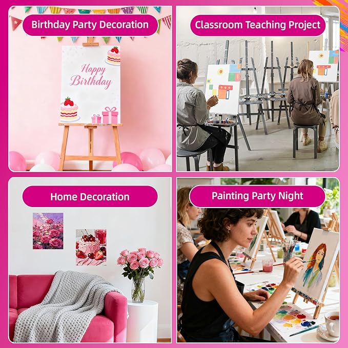 12 Pack Stretched Canvas for Painting with 9x12, 12x16, 6 of Each, 5/8" Profile Thick Premium Wood Frame, 12 oz Primed 100% Cotton Acid-Free Blank Canvas for Acrylics, Oils, Gouache & Tempera