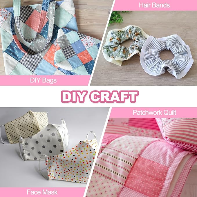 PATIKIL Cotton Fabric Bundles, 7 Pcs 10 x 10 Inch Pure Cotton Fat Quarter Floral Printed Precut Fabric Squares for Sewing Patchwork Quilting DIY Crafts, Pink