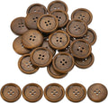 uxcell 50Pcs Wooden Buttons, 30mm(1 3/16") 4 Hole Round Wood Sewing Button Craft Flatback for Sewing DIY Craft Clothing, Brown